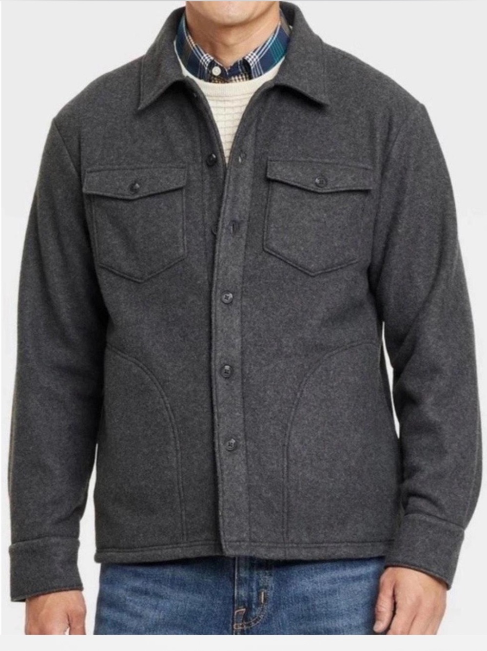 Goodfellow & Co Button-Front Shirt Jacket Men’s L Gray NWT